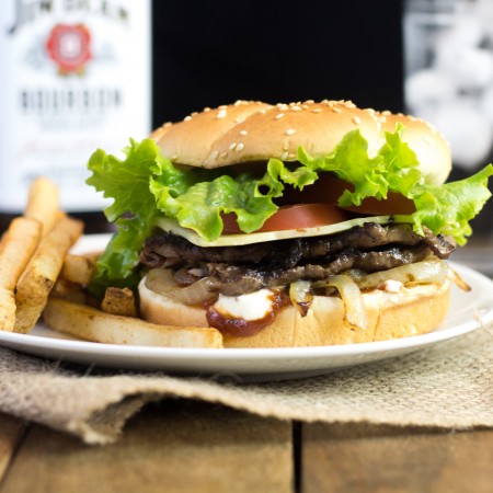 Steak Burger with Whiskey Onions